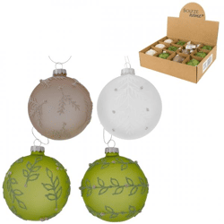 Boltze Weihnachtskugel aus Glas „Filia“, 8 cm, 4er-Set, sortiert