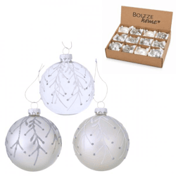 Boltze Weihnachtskugel aus Glas, Filigra, 10 cm, 3er-Set, sortiert