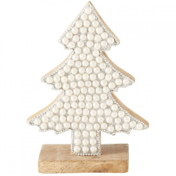 Boltze Weihnachtsbaum „Berlian“ auf Sockel aus Mangoholz, 19 cm