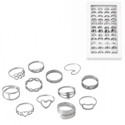 Boltze Ring „Anillo“ aus Edelstahl, silberfarben, 12er-Sortiment