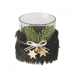 Boltze Teelichthalter Noira Weihnachten schwarz 8 cm