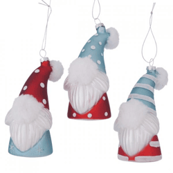 Boltze Weihnachtsanhänger aus Glas, Zwerg und Weihnachtsmann, 13 cm, 3er-Set, sortiert