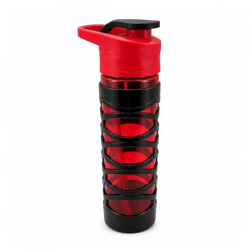 Green Canteen Trinkflasche mit Tritan-Hülle, schwarz/rot, 650 ml