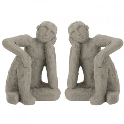 J-Line Buchstütze „Sitzende Figur“, zementgrau, 18 cm, 2er-Set