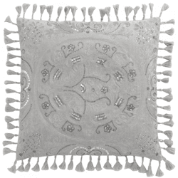 J-Line Kissen „Marok“ aus Samt, grau, 45 x 45 cm
