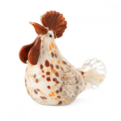 J-Line Briefbeschwerer Huhn Glas weiß/braun 15 cm