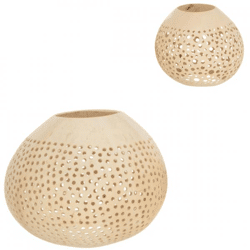 J-Line Teelichthalter Kokosnuss mit Löchern, naturfarben, 14 cm, 2er-Set, sortiert