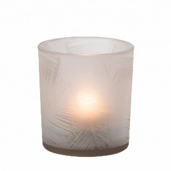 J-Line Teelichthalter „Palmleaf“, beige, 8 cm