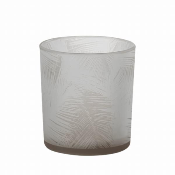 J-Line Teelichthalter „Palmleaf“, beige, 8 cm