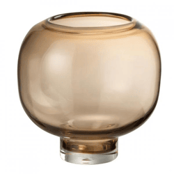 J-Line-Vase auf Fuß, rund, braun, 20 cm