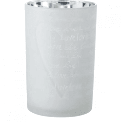 J-Line Windlicht „Love L“, weiß/silberfarben, 18 cm