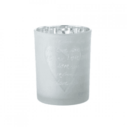 J-Line Windlicht „Love M“, weiß/silberfarben, 12,5 cm