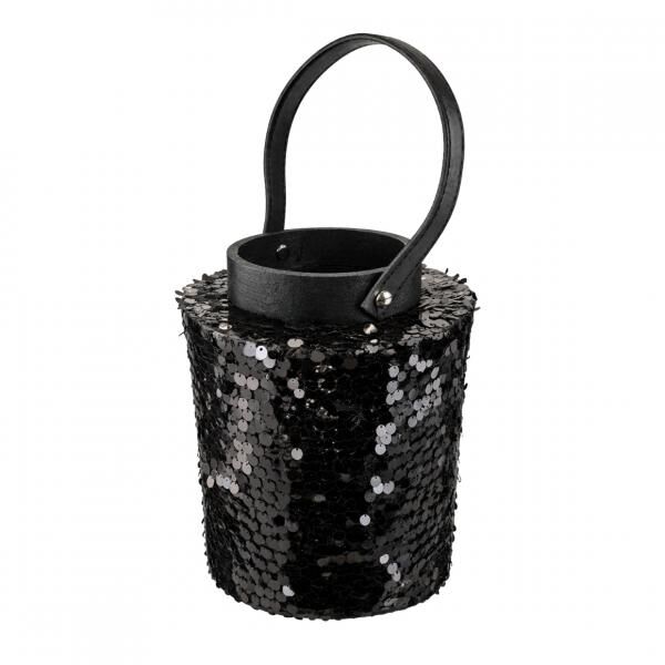 Laterne Lofty Glam Rund schwarz 22 cm