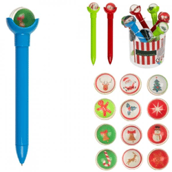 „Out of the Blue“-Kugelschreiber mit Springball, Weihnachten, 17 cm, sortiert