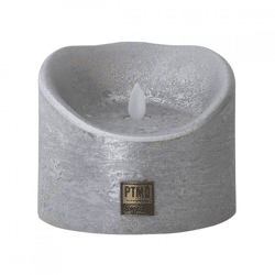 PTMD LED-Stumpenkerze, batteriebetrieben, XL, silberfarben, 12,5 x 10 cm