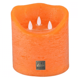PTMD LED-Stumpenkerze, batteriebetrieben, XXL, orange, 15 x 15 cm
