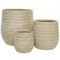 (R) Decoris Blumentopf Alex Outdoor sandfarben 44 cm 3er Set