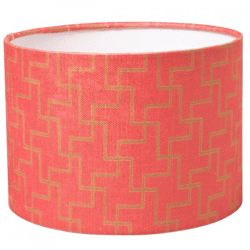 (R) Lampenschirm Jacquard rosa Zylinder 24,5 x 17,5 cm
