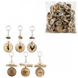 Schlüsselanhänger-Set aus naturbelassenem Holz, 13 cm, 140-teilig