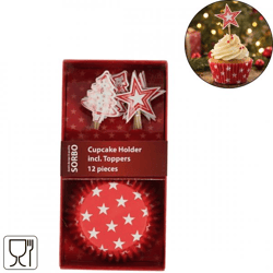 Sorbo cupcake mold and topper red set of 24 pieces