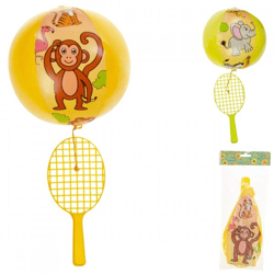 Tennis racket with ball on rubber band safari 24 cm 2 assorti