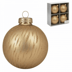 Weihnachtskugel, mattgoldfarben, 6 cm, 4 Stück