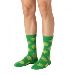 1 Paar Happy Socks Sun Herren Socken mit Sonnen-Allover-Print Baumwoll-Socken Alltags-Strümpfe P002607 Grün/Gelb