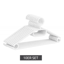 10er Set Haushalt International Kleider-Bügel mit rutschfester Oberfläche Garderoben-Bügel 8744838 Weiß