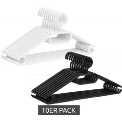10er Set Haushalt International Kleider-Bügel mit rutschfester Oberfläche Garderoben-Bügel 8744838 Schwarz oder Weiß