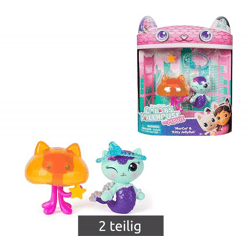 2-teiliges GABBY`S DOLLHOUSE Spielzeug-Set MerCat und Kitty Jellyfish Figuren mit Accessoires Pink/Türkis/Bunt