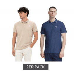 2er Pack klassisches BLEND Herren Poloshirt aus Baumwolle Shirt 20718756-204976 Beige/Blau