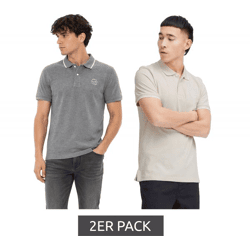 2er Pack klassisches BLEND Herren Poloshirt aus Baumwolle Shirt 20718756-204977 Grau/Beige