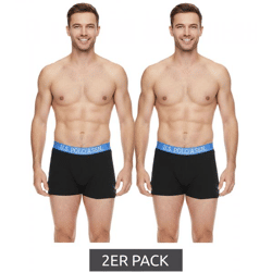 2er Pack U.S. POLO ASSN. Herren Boxershorts atmungsaktive Baumwoll-Unterhose Unterwäsche 011601_US16133_02 999 Schwarz/Hellblau