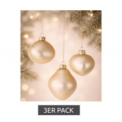 3-Pack Christmas Ornaments in Organic Shapes, Glass Ornaments, Home Decor, 932825, Matte Champagne