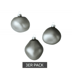 3-Pack Christmas Ornaments in Organic Shapes, Glass Ornaments, Home Decor, 974216, Anthracite