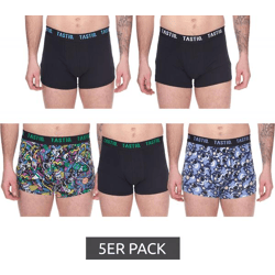 5er Pack TASTIQ Herren Boxershorts in Geschenkbox mit Weltraum-Print Baumwoll-Unterhose Tas/1/BCX5/SPAC Schwarz/Bunt