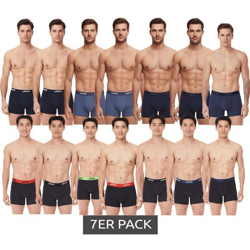 7er Pack LEVI`S Herren Boxershorts Baumwoll-Unterwäsche mit farblichen Akzenten am Bund in Geschenkbox 701225625 Schwarz oder Blau
