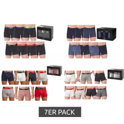 7-Pack LEVI'S Men's Boxer Shorts, Cotton Underwear with Colorful Accents on the Waistband, in Gift Box 701225625 00, in Black/Blue/Multicolor