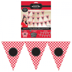 Amscan DIY-Fahnenkette, rot kariert, 7,9 m