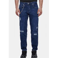 Comfortable 2Y Premium Men's Stretch Jeans with Zipper Pockets, Cotton, Blue