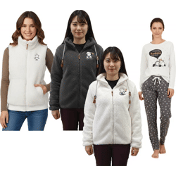 Bequeme sheepworld Damen Teddyfleece-Weste mit gesticktem Motiv Kuschel-Jacke oder Pyjama-Set mit Marken Motiven Weiß oder Grau