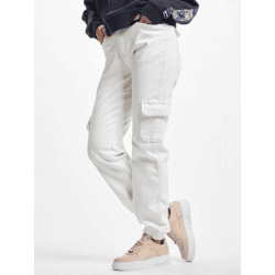 bequeme URBAN CLASSICS Damen Jeans Stretch Reißverschluss Taschen Ecru-Weiß