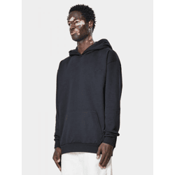 bequemer 9N1M SENSE Herren Hoodie Rippstrick Kapuze 350 g/m² mit Baumwolle Schwarz
