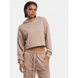 bequemer Urban Classics Damen Hoodie Rippbündchen Kapuze 280 g/m² Alt-Rosa