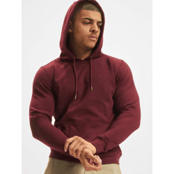Comfortable Urban Classics Men's Hoodie with Drawstring and Ribbed Cuffs, 300 g/m², Cotton Blend, Bordeaux Red