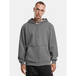 bequemer Urban Classics Herren Hoodie Stretch Reißverschluss Rippbündchen mit Baumwolle Grau