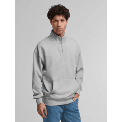 bequemes DEF Herren Sweatshirt Reißverschluss Rippbündchen mit Baumwolle Grau
