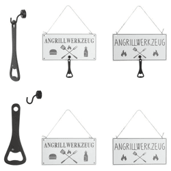 Blechschild Angrillwerkzeug mit Flaschenöffner,2/s,28x14cm