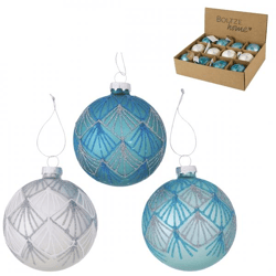Boltze Weihnachtskugel aus Glas „Gatsby“, 8 cm, 3er-Set, sortiert