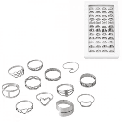 Boltze Ring „Anillo“ aus Edelstahl, silberfarben, 12er-Sortiment